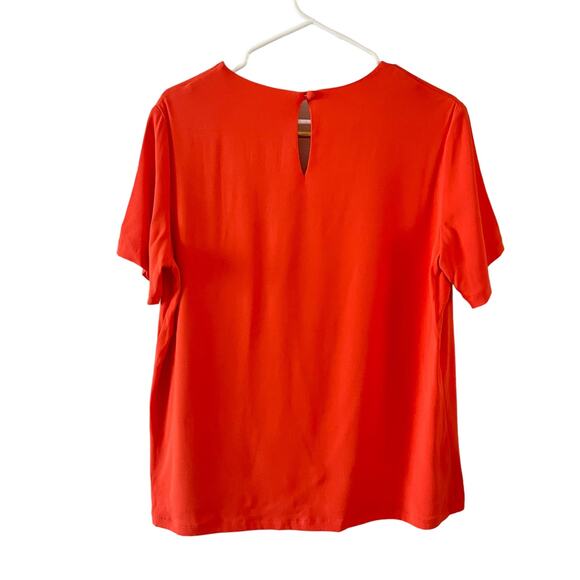 Alexis Sarah Blouse Womens Large Orange Short Sleeve Gold Metal V-Neck Cut-Out - Picture 2 of 7